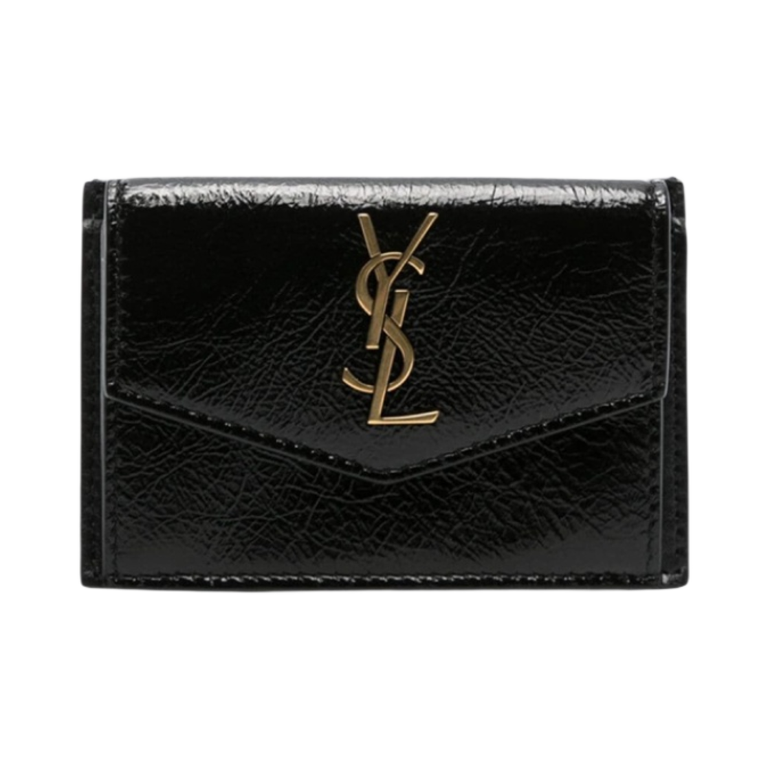 생로랑 샤이니 그레인드 레더 골드 모노그램 업타운 카드 케이스 블랙(Saint Laurent Gold Monogram Uptown Card Case in Shiny Grained Leather Black) - 1