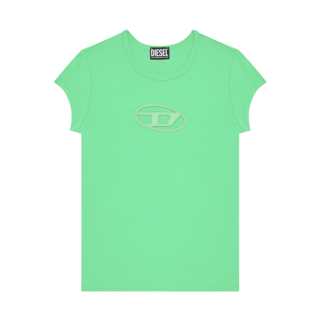 (W) 디젤 T-안지 피카부 로고 티셔츠 워터 그린((W) Diesel T-Angie Peekaboo Logo T-Shirt Water Green) - 1