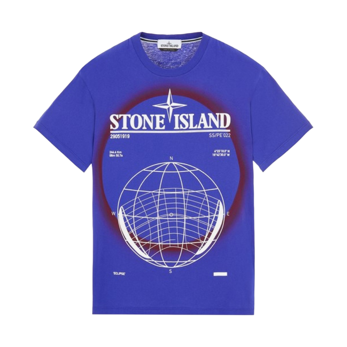 76152NS96-V0022 Stone Island 2NS96 30/1 Cotton Jersey Solar Eclipse Two Print Garment Dyed T-Shirt Bluette - 22SS