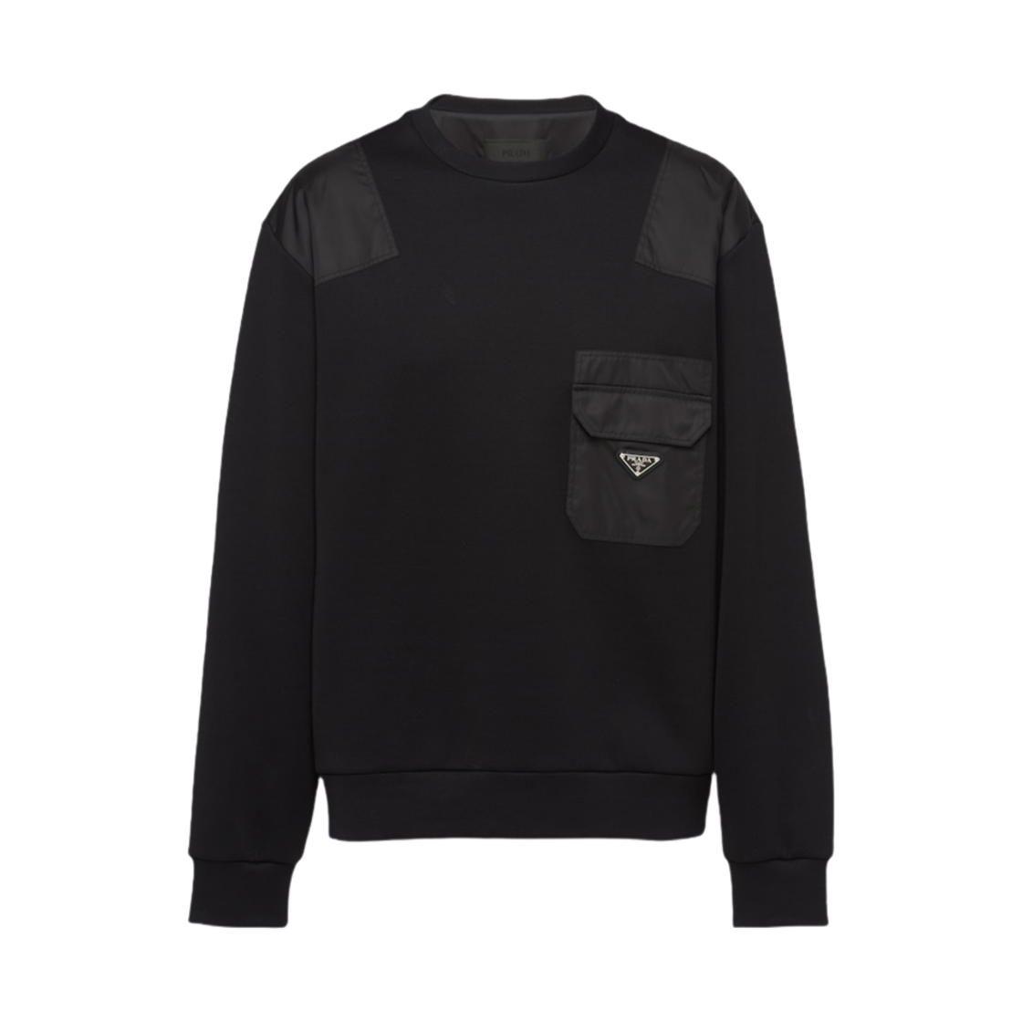 UJL35B-11JE-F0806 Prada Cotton Sweatshirt Re-Nylon Details Black Black