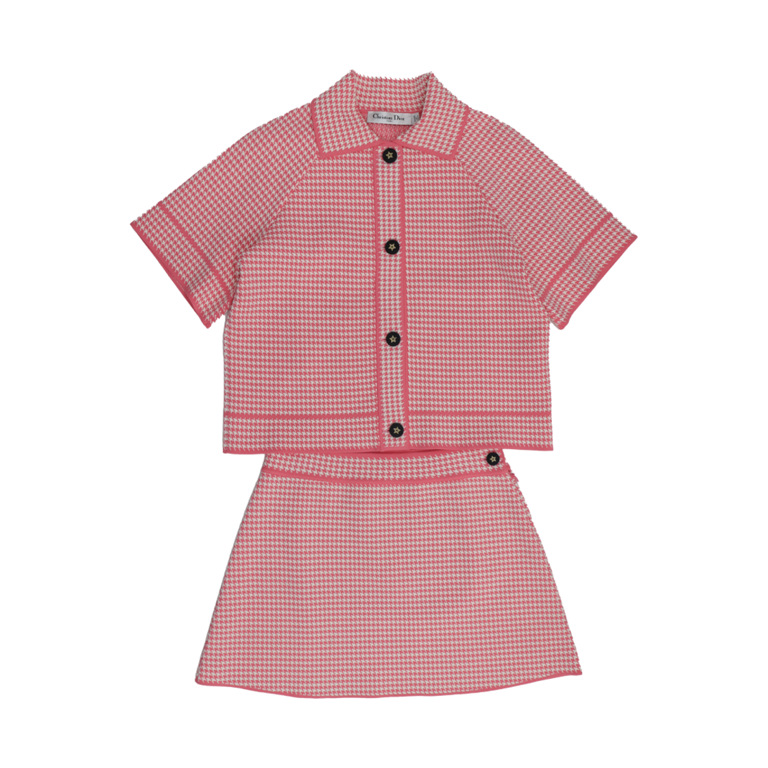 ITNAMA8EKGK6 Dior Houndstooth Technical Knit Dioriviera Set-up White Pink - 대표 이미지 #1