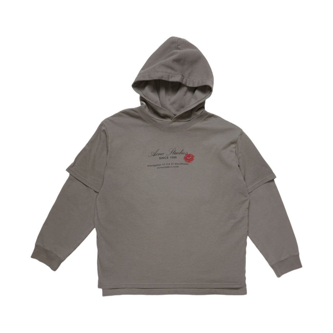 AI0160-902 (W) Acne Studios Double Layered Hoodie Grey