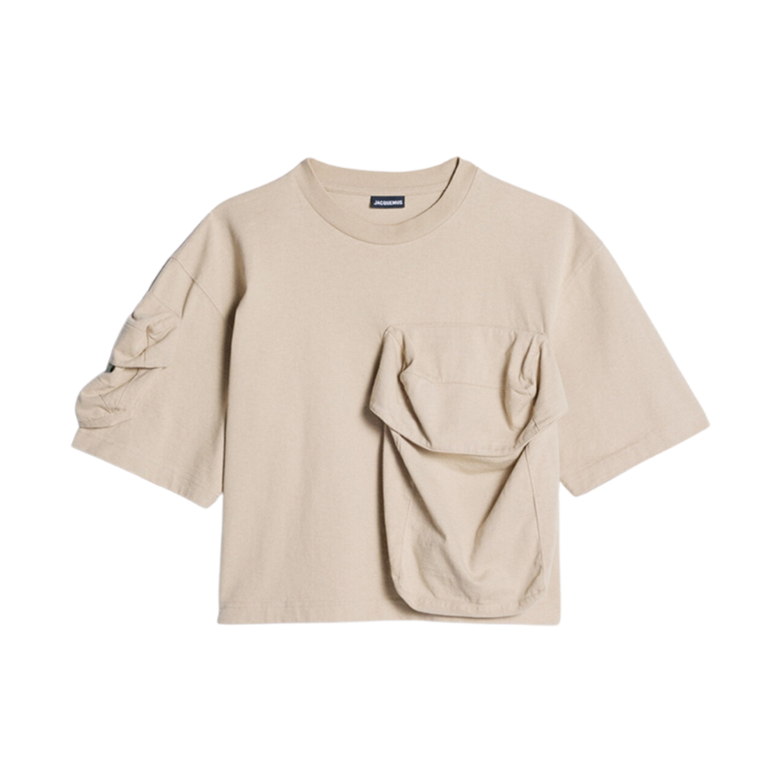 (W) 자크뮈스 르 티셔츠 볼소 코트 크롭 카고 티셔츠 카키((W) Jacquemus Le T-Shirt Bolso Court Cropped Cargo T-Shirt Khaki) - 1