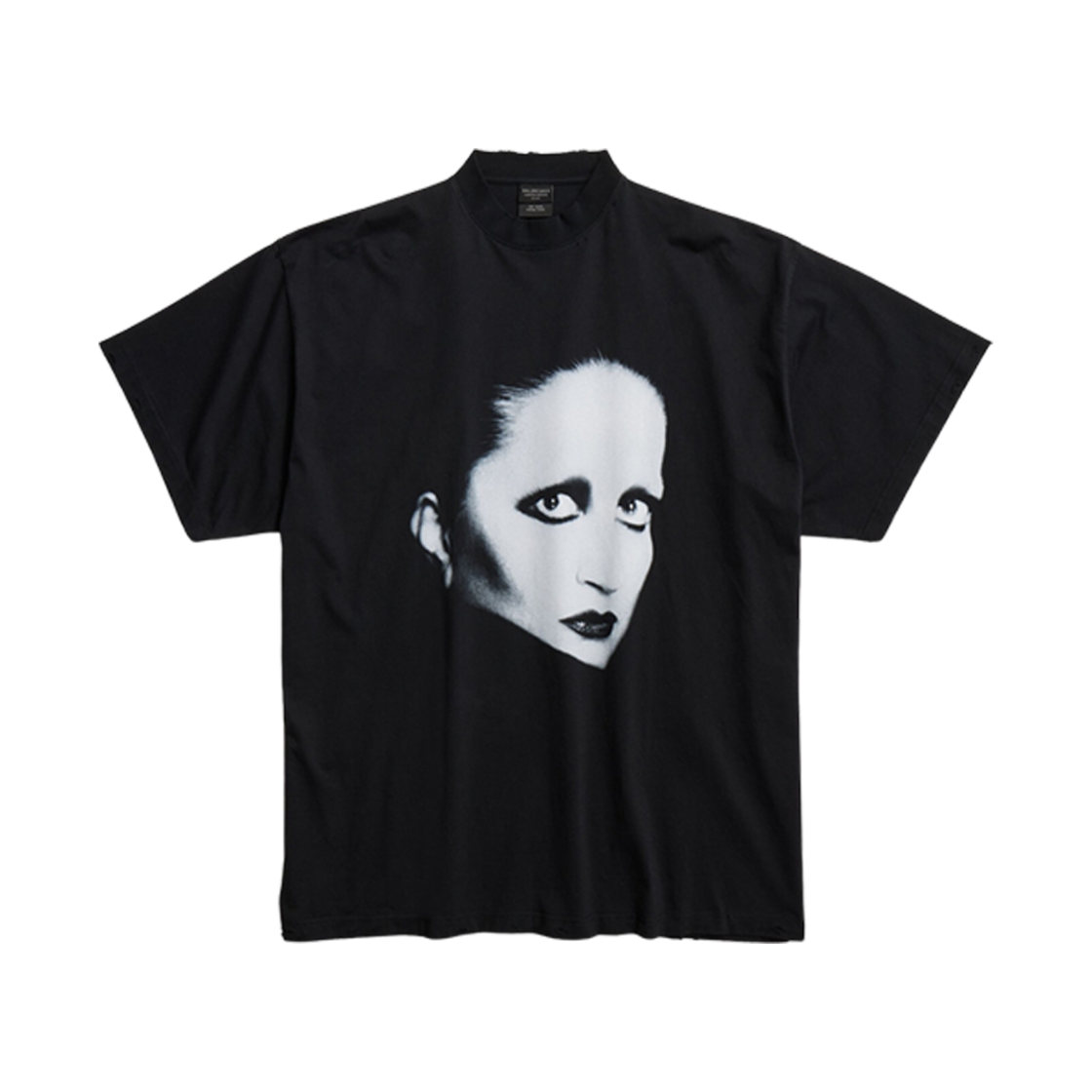 (W) 발렌시아가 뮤직 미나 시리즈 티셔츠 오버사이즈 블랙 화이트((W) Balenciaga Music Mina Series T-Shirt Oversized Black White) - 1