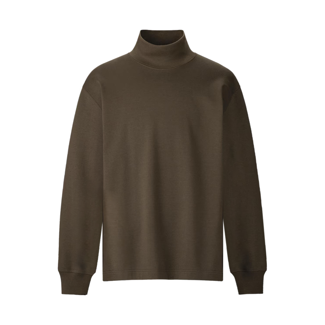 471806-38 Uniqlo U Brushed Mock Neck T-Shirt Longsleeve Dark Brown - KR