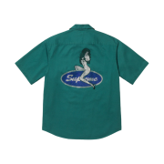 Supreme Rhinestone Pin Up S/S Work Shirt Work Green - 25SS