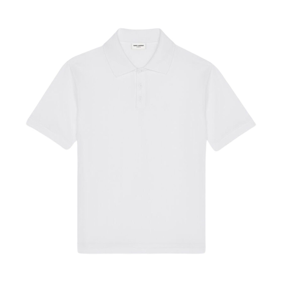 712300-YB2OC-9000 Saint Laurent Monogram Polo Shirt in Cotton Pique White