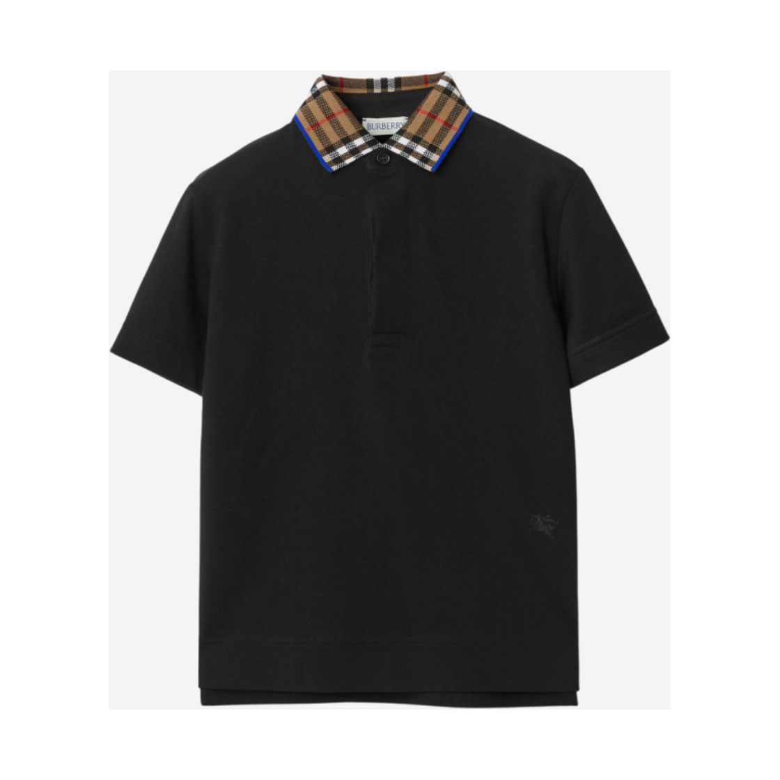 (키즈) 버버리 체크 칼라 코튼 폴로 셔츠 블랙((Kids) Burberry Check Collar Cotton Polo Shirt Black)