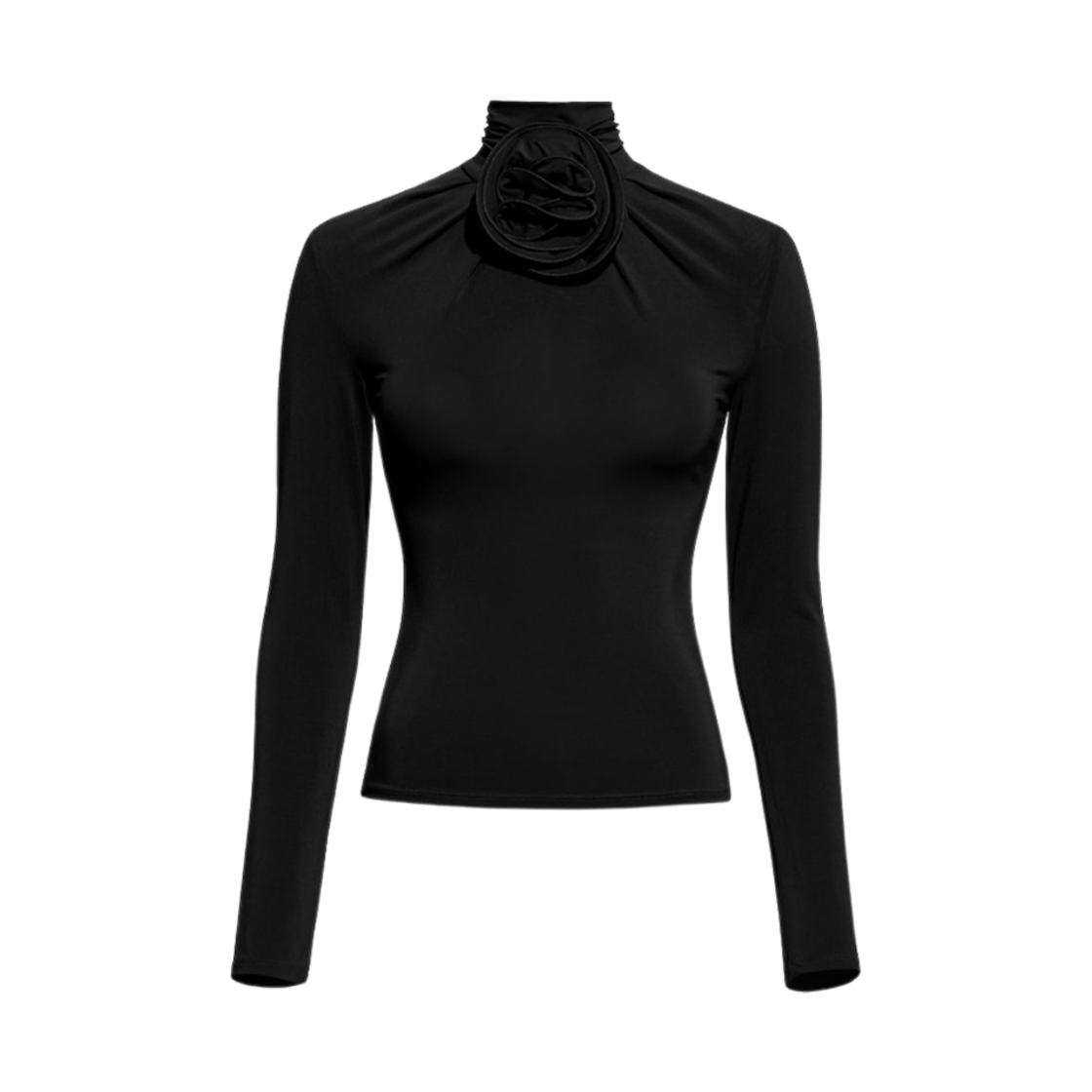 1261844001 (W) H&M x Magda Butrym Rose Applique Turtleneck Top Black