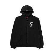 Supreme S Logo Zip Up Hooded Sweatshirt Black - 24FW