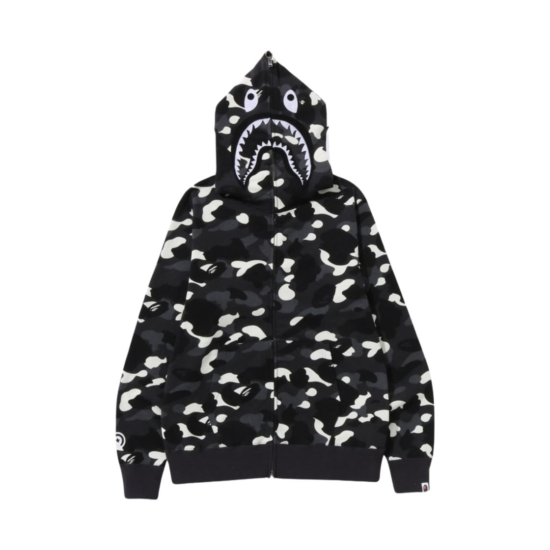 베이프 시티 카모 샤크 풀 집 후드 블랙