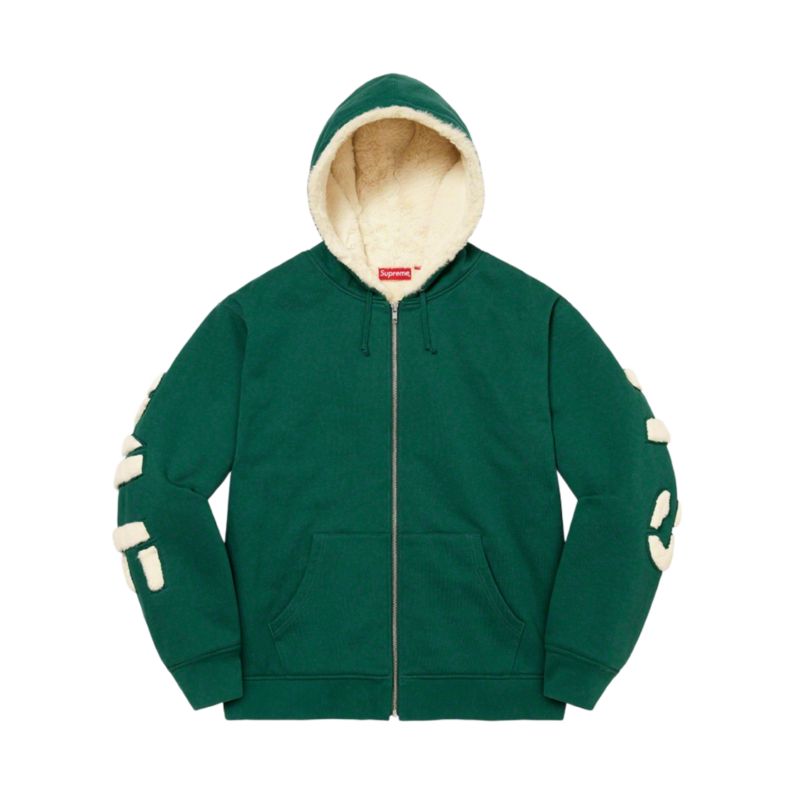 슈프림 포우 퍼 라인드 집업 후드 스웨트셔츠 다크 그린 - 22FW