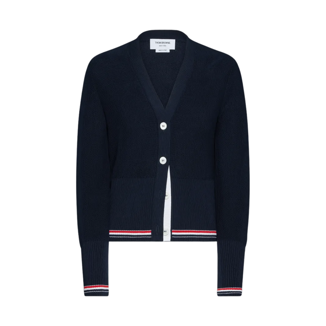 FKC641A-Y3030-415 (W) Thom Browne Classic Cotton V-Neck Cardigan Blue