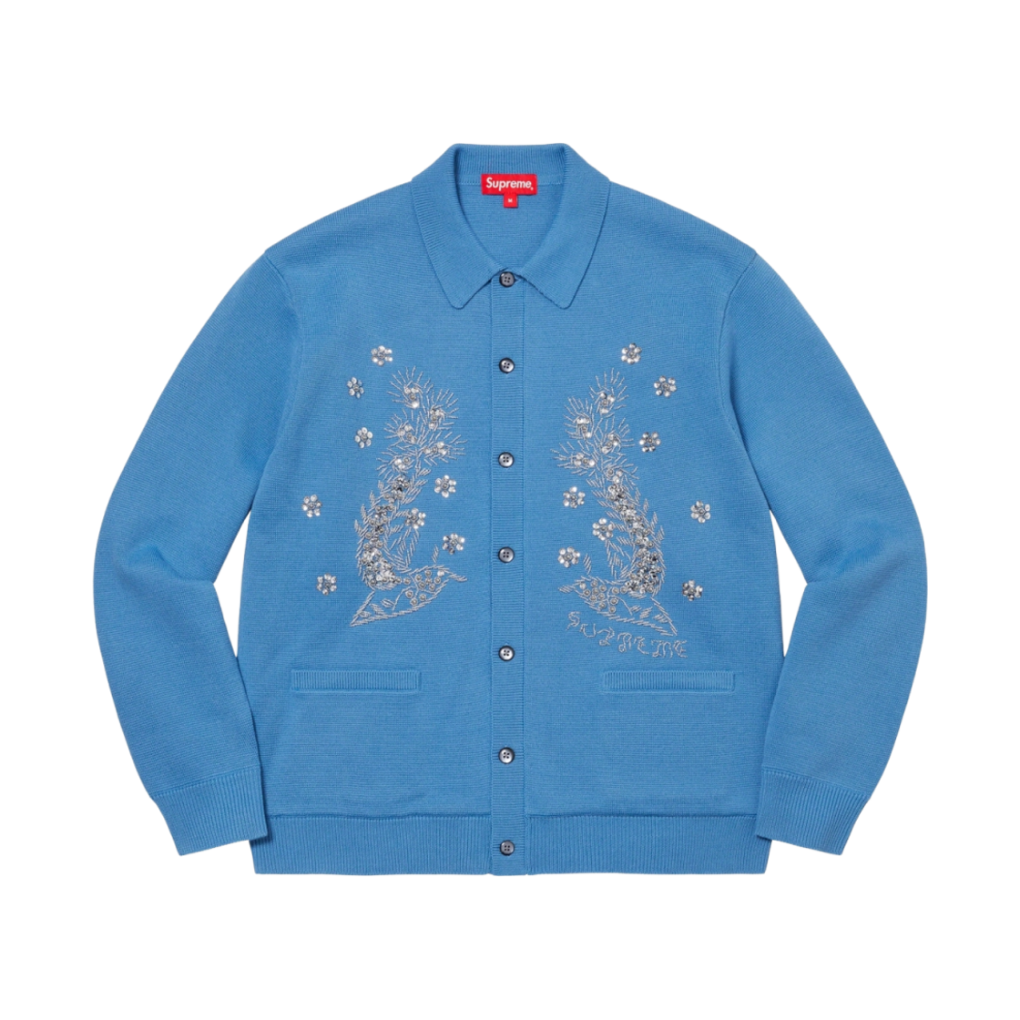 슈프림 비디드 아플리케 가디건 브라이트 블루 - 23SS(Supreme Beaded Applique Cardigan Bright Blue - 23SS) - 1
