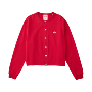 (W) Danton Cotton Terry Crew Neck Cardigan Red