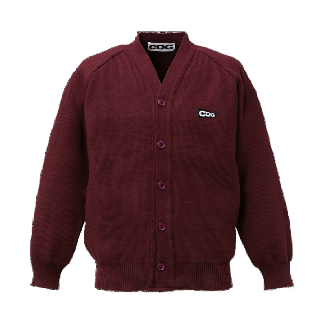 CDG 패치 브이넥 스쿨 가디건 마룬(CDG Patch V-Neck School Cardigan Maroon) - 1