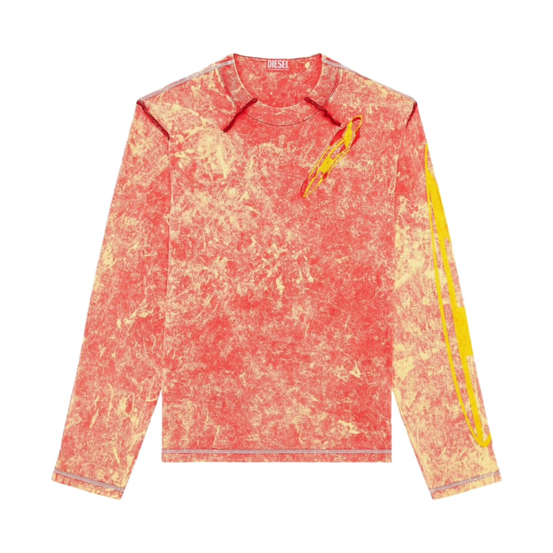 디젤 T-크라미볼크-Ls 마블 이펙트 롱슬리브 티셔츠 레드(Diesel T-Cramivolkk-Ls Long sleeve T-shirt with Marbled Effect Red) - 1