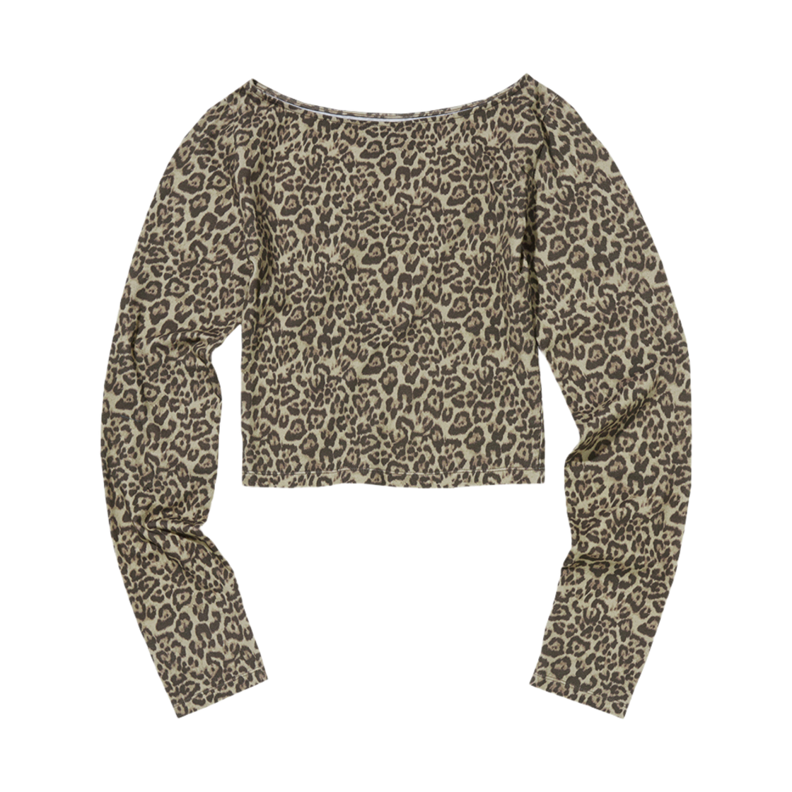 스웨이드 패턴 크롭 티 레오파드(Suade Pattern Crop Tee Leopard)