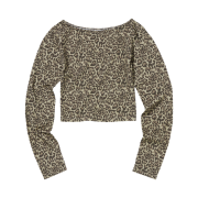 Suade Pattern Crop Tee Leopard