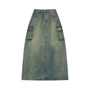 MUCENT Roly Long Cargo Denim Skirt Denim