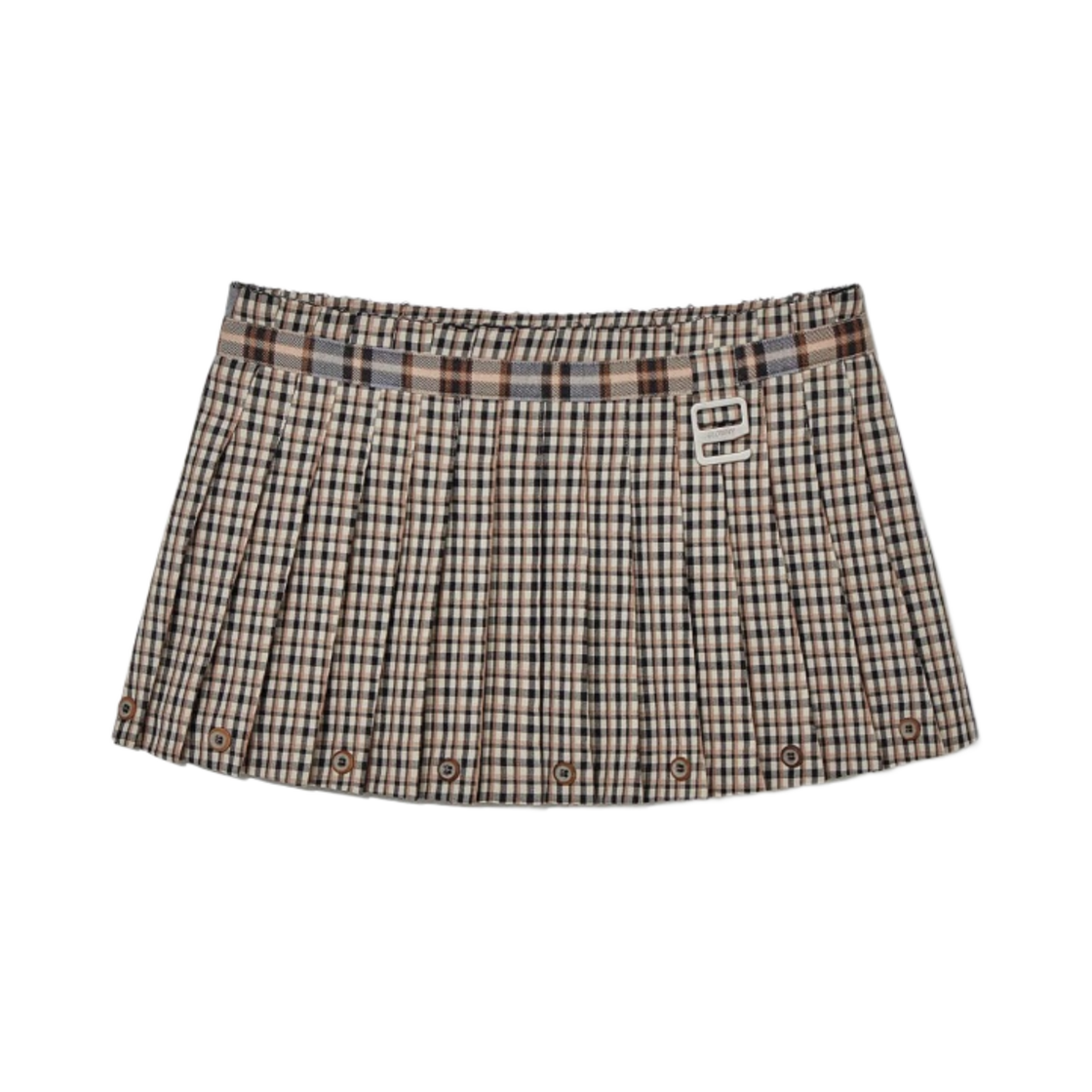 (W) 글로니 루셀 플레이드 미니 스커트 브라운