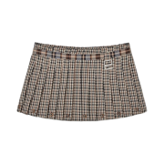 (W) Glowny Russell Plaid Mini Skirt Brown