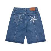 Corteiz C Star Denim Shorts Faded Blue