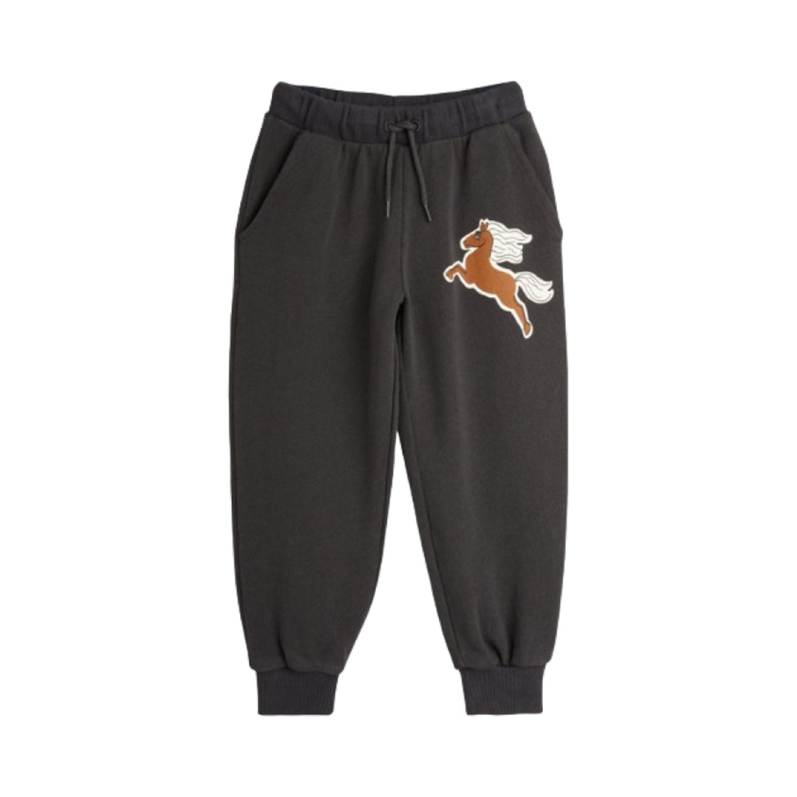 (키즈) 미니 로디니 홀스 트랙 팬츠 블랙((Kids) Mini Rodini Horse Track Pants Black)
