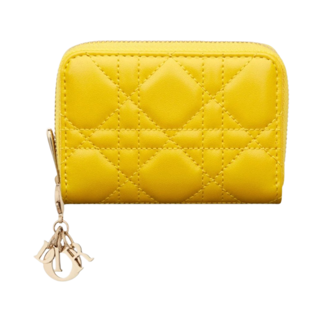 디올 스몰 레이디 보야저 코인 지갑 까나쥬 램스킨 옐로우(Dior Small Lady Voyageur Coin Purse Cannage Lambskin Yellow) - 1