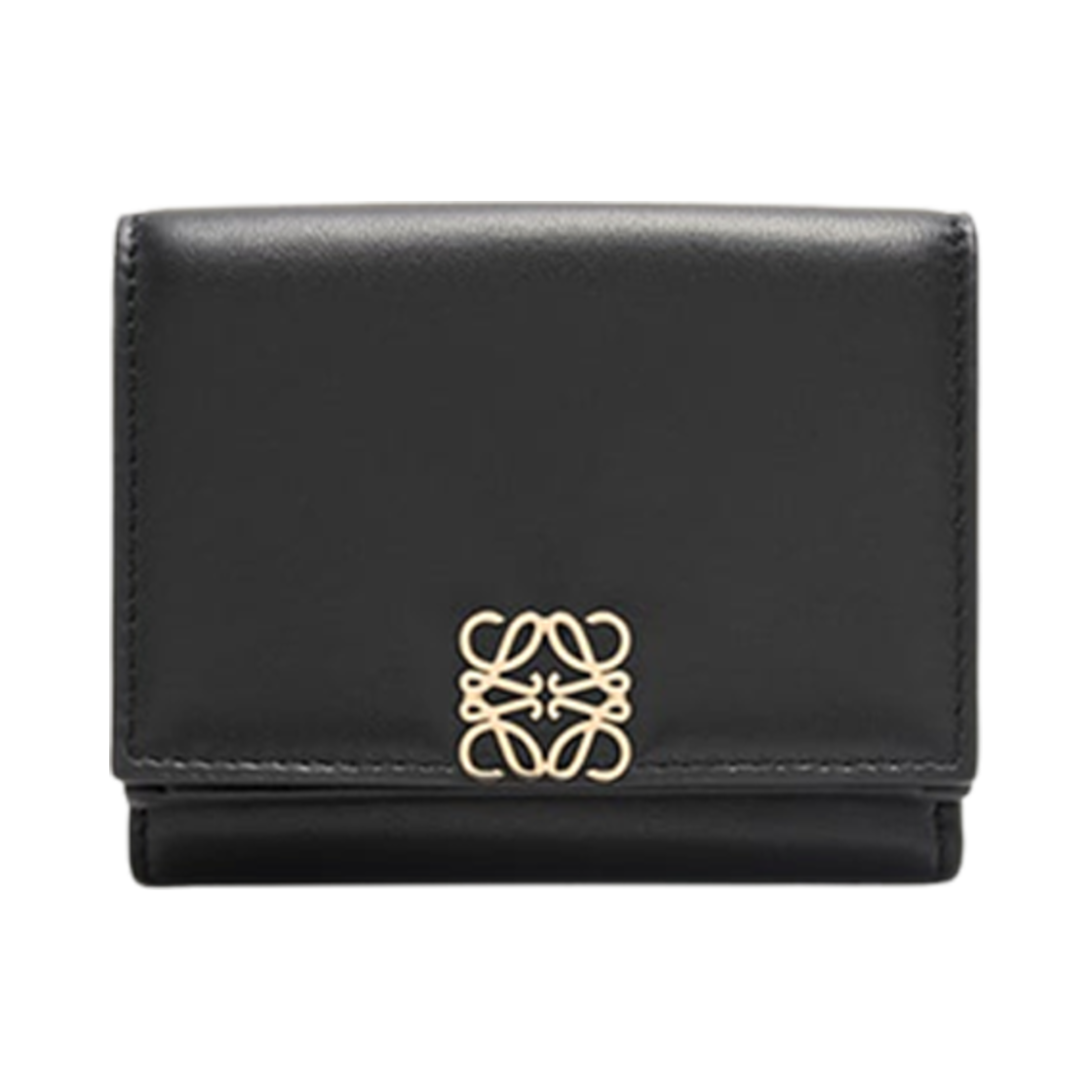 C821TR2X10-1100 Loewe Puffer Anagram Trifold Wallet in Shiny Nappa Calfskin Black