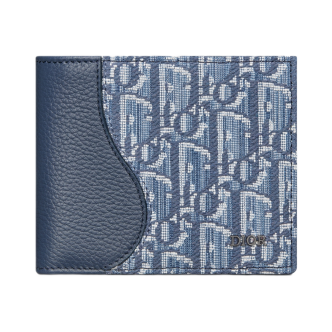 디올 새들 바이폴드 월렛 그레인드 카프스킨 마르퀘트리 앤 디올 오블리크 자카드 블루(Dior Saddle Bifold Wallet Grained Calfskin Marquetry and Dior Oblique Jacquard Blue)