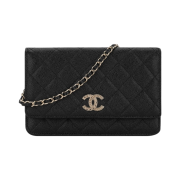 Chanel Wallet On Chain Grained Calfskin & Gold Black