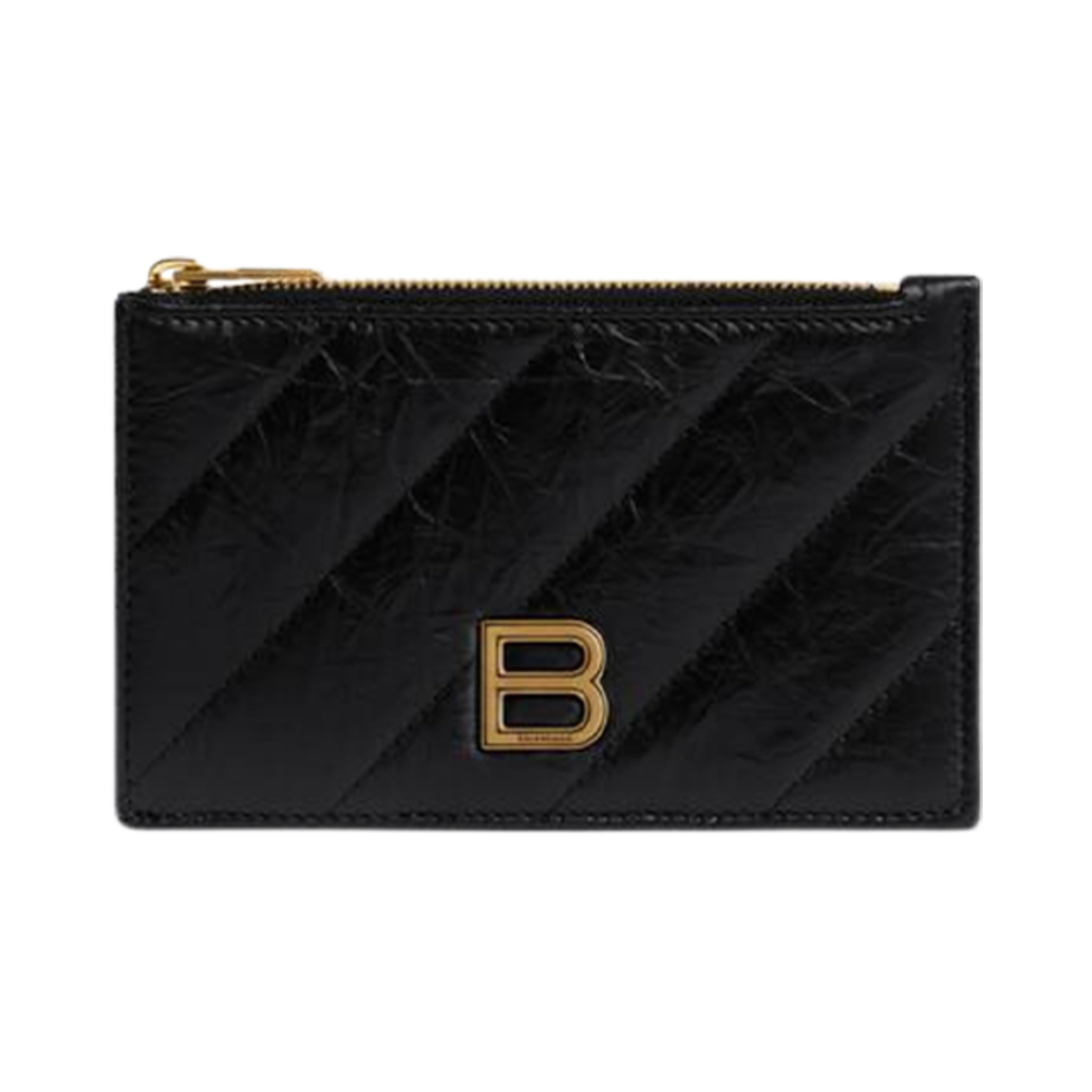 766465210J11000 Balenciaga Crush Long Coin And Card Holder Quilted Black
