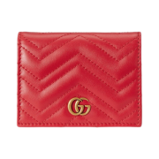 Gucci GG Marmont Matelasse Card Case Wallet Red