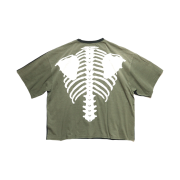 Kapital 2 Tone Big Pocket Bone T-Shirt Black Khaki