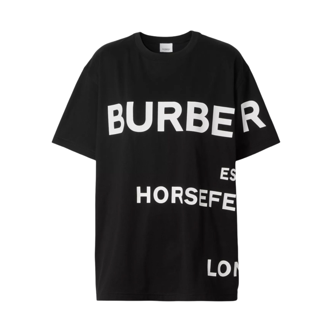 (W) 버버리 호스페리 프린트 코튼 오버사이즈 티셔츠 블랙((W) Burberry Horseferry Print Cotton Oversized T-Shirt Black) - 1