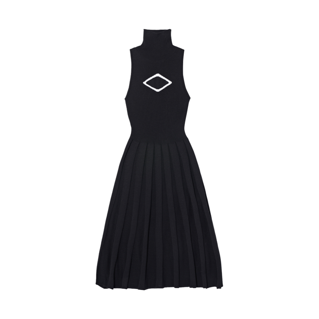 MF23FWOP01 (W) Mischief Rhombus Mock Neck Knit Dress Black