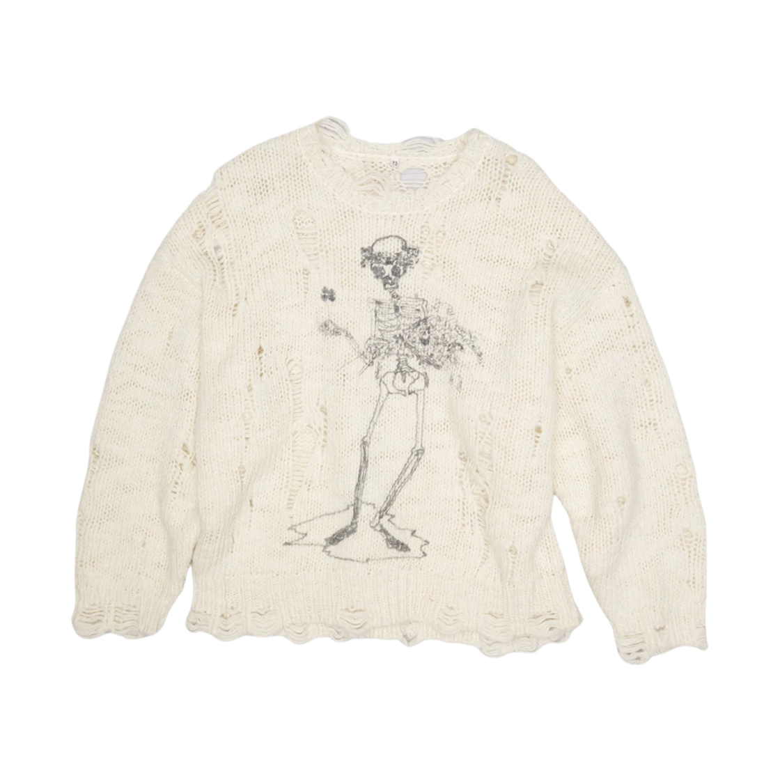 (W) R13 디스트레스드 스웨터 크림((W) R13 Distressed Sweater Cream)