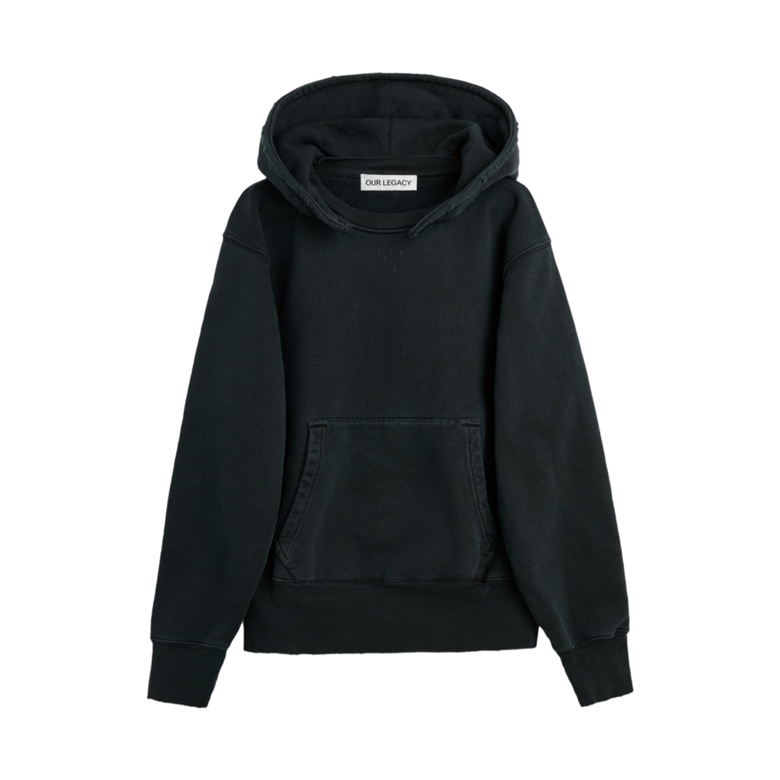 M2256RPB Our Legacy Relic Hood Pigment Black Hefty Fleece