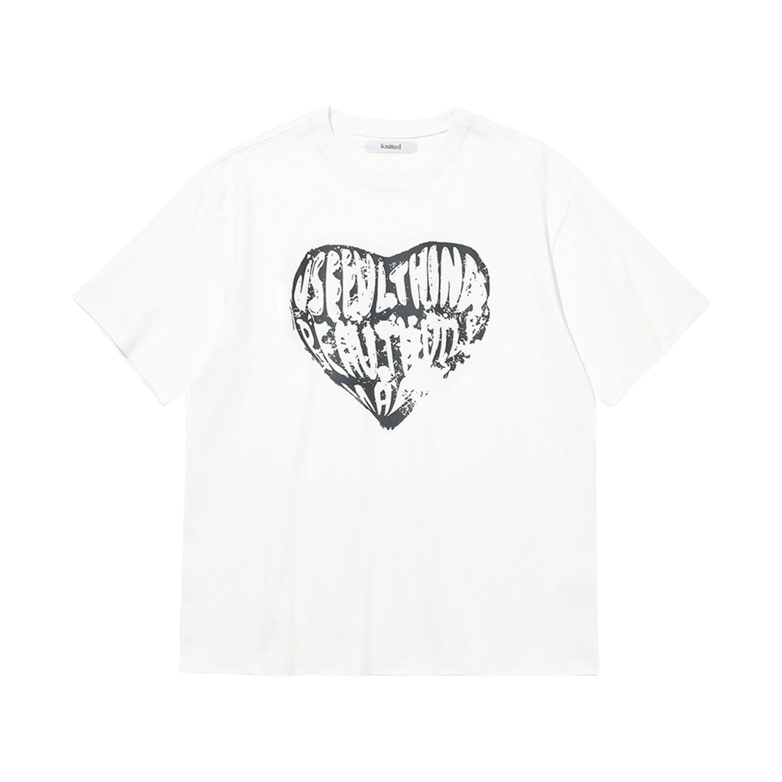 니티드 빈티지 하트 티셔츠 화이트-차콜