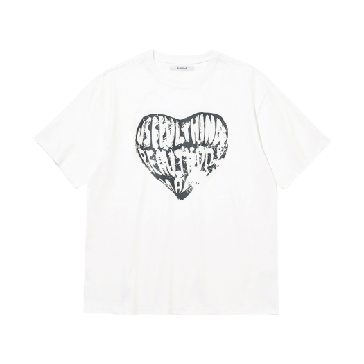 K23SSUT06WHCH Knitted Vintage Heart T-Shirt White-Charcoal
