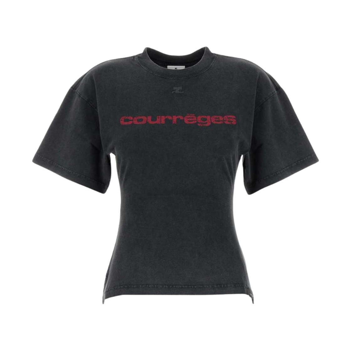 125JTS168JS0109B168 (W) Courreges Logo Detail Cotton T-Shirt Black