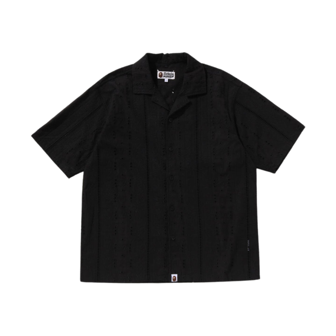 - BAPE Embroidery Open Collar S/S Shirt Black