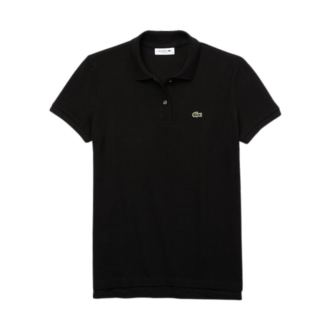 (W) 라코스테 투 버튼 레귤러 핏 폴로 셔츠 블랙((W) Lacoste Two Button Regular Fit Polo Shirt Black) - 1