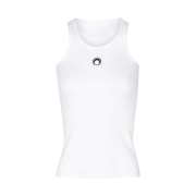 Marine Serre Organic Cotton Fitted Tank Top White