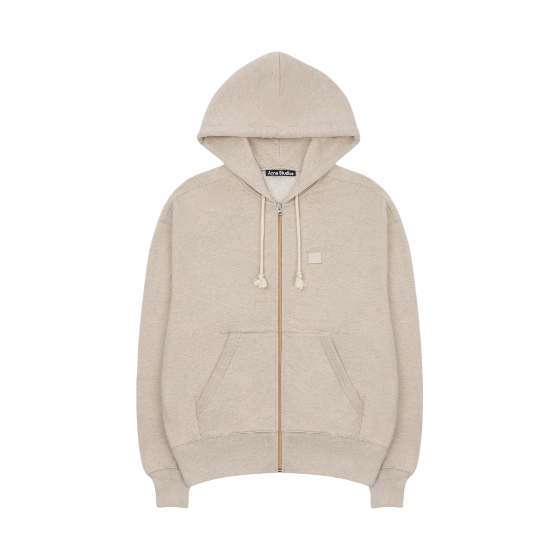 아크네 스튜디오 페이스 집업 후드 스웨트셔츠 오트밀 멜란지(Acne Studios Face Zip Up Hooded Sweatshirt Oatmeal Melange) - 1