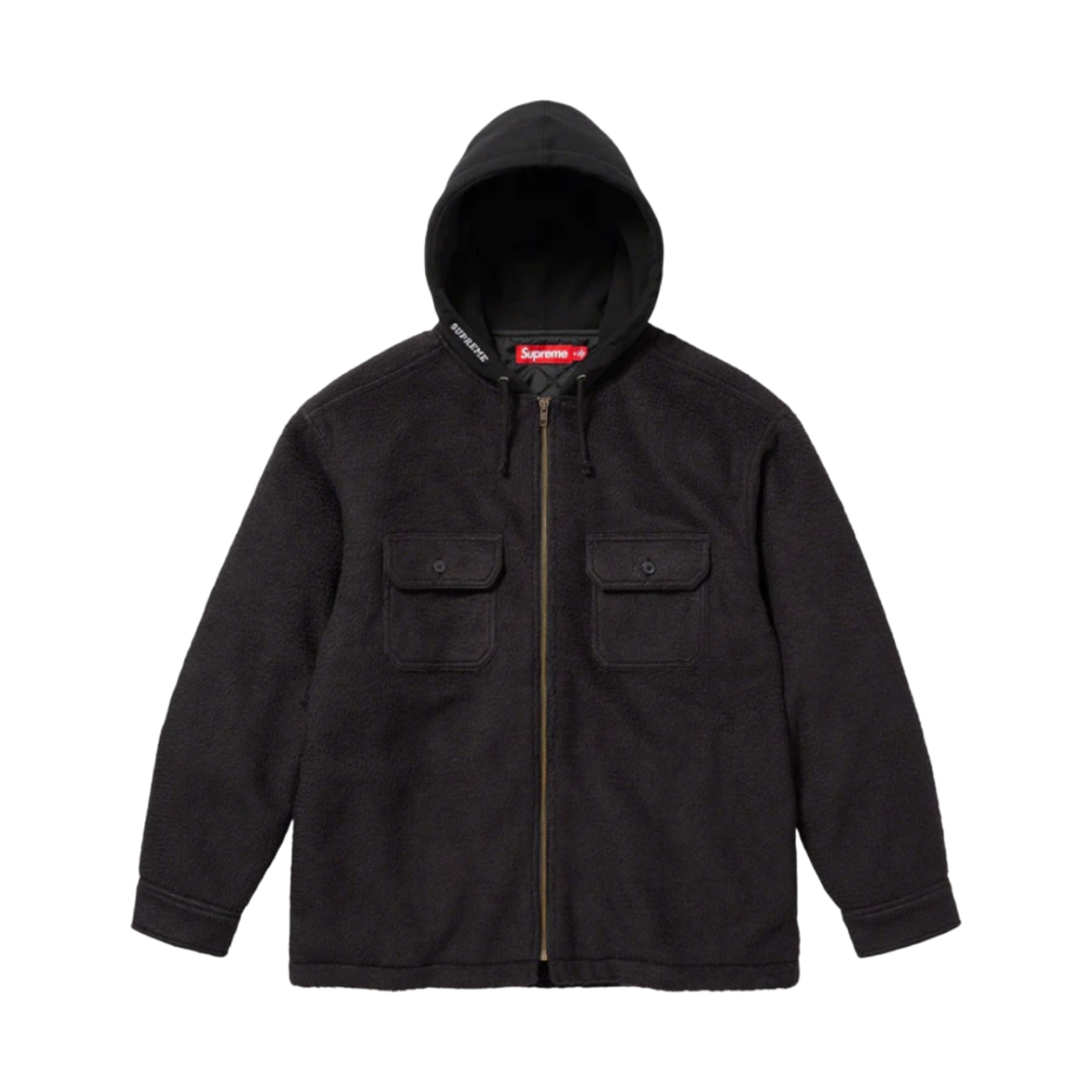 슈프림 플리스 집업 후드 셔츠 블랙 - 23FW