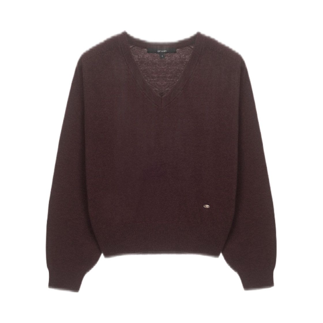 (W) 온앤온 미니멀 브이넥 울 니트 다크 브라운((W) On&On Minimal V-Neck Wool Knit Dark Brown)