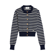 (W) AMI Sailor Cardigan Nautic Blue Natural White