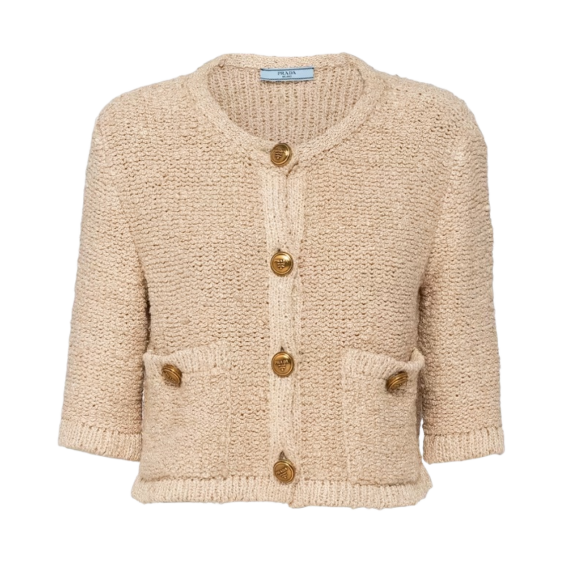 (W) 프라다 부클 가디건 내츄럴((W) Prada Boucle Cardigan Natural) - 1